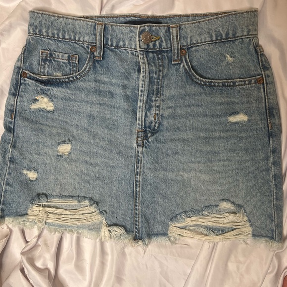 Aeropostale High Waisted High Rise Blue Denim Jean Skirt - Picture 3 of 11